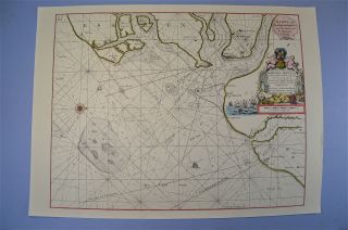 Vintage Marine Chart Sheet Map Of Harwich Circa.  1686
