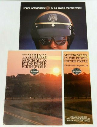 Rare Set Of 3 1982 Harley - Davidson " By The People " & Police Motorcycle Brochures