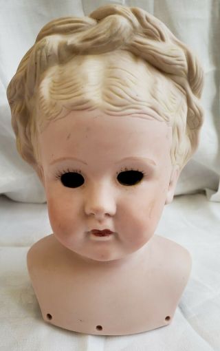 Vintage Bisque Girl Doll Head And Shoulders