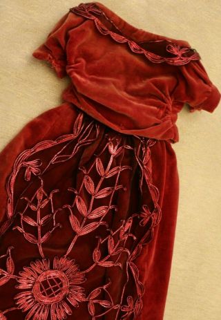 Vintage Doll Dress Two Piece Velvet Doll Gown,  27 - 28 IN Doll Dress Soft Cotton 2
