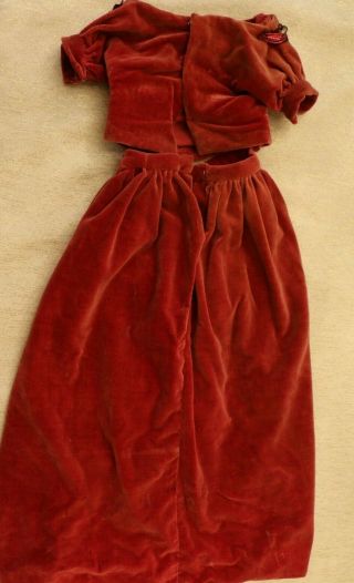 Vintage Doll Dress Two Piece Velvet Doll Gown,  27 - 28 IN Doll Dress Soft Cotton 3