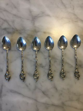 Demitasse Vintage Ornate Spoons,  Set Of 6,  800 Silver,  Made In Argentina