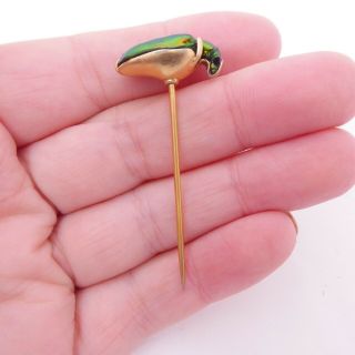18ct Gold & Silver Gilt Rare Victorian Egyptian Revival Beetle Tie/ Stick Pin