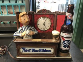 Vintage Pabst Blue Ribbon Beer Bar Clock Sign From The 1950’s Rare