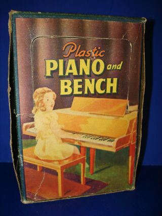 Renwal Dollhouse Sized Furniture Plastic Piano And Bench 1949 - On