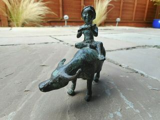 Fine Antique Chinese Bronze Boy On A Water Buffalo Figurine Qing Dynasty