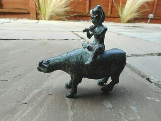 FINE ANTIQUE CHINESE BRONZE BOY ON A WATER BUFFALO FIGURINE QING DYNASTY 3