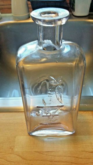 Antique Owl Drug Co Embossed Clear Rectangular Bottle 1 - Wing Owl 5 - 3/8 "