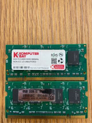 Rare 4GB PC2 - 6400 DDR2 800Mhz Kit Of 2 2