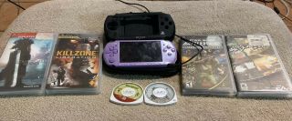 Rare Lilac Colored Sony Psp 3001 Bundle With 6 Games And Accessories