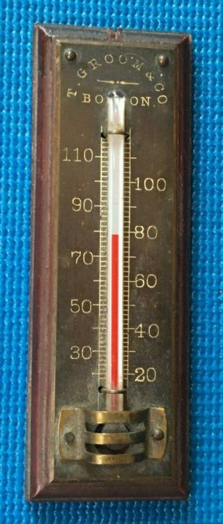 Antique Vintage T Groom & Company Advertising Thermometer 1900s Boston