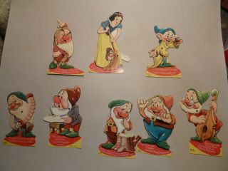 Antique 1938 Disney Snow White & 7 Dwarfs Mechanical Valentine Cards Set Rare