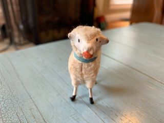 Putz Sheep Germany German Wooly Stick Leg Composition Nativity Toy Antique