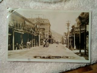 Antique Real Photo Postcard C Street Virginia City Nevada