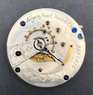 1885 Elgin 18s 11j Antique Pocket Watch Movement 88/4 1582015 Part/repair Hf
