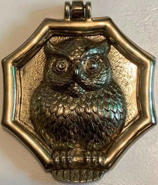 Vintage Cast Brass Owl Door Knocker Heavy Loud Made By Fritz Brass