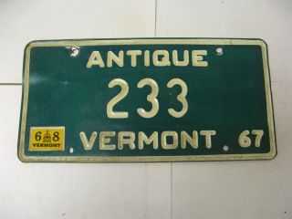 1967 67 1968 68 Vermont Vt License Plate Antique 233