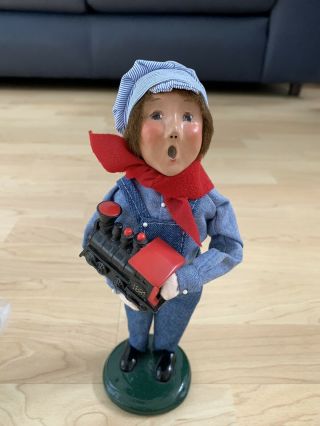 Rare Carolers Byers Choice 2001 Child With Toy Train 10 "