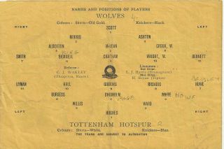 FOOTBALL PROGRAMME RARE WOLVERHAMPTON WANDERERS WOLVES V TOTTENHAM HOTSPUR 1945 2
