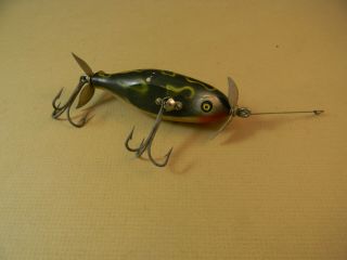 Vintage Wood Fishing Lure,  Pflueger Scoop With Frog Paint On Back