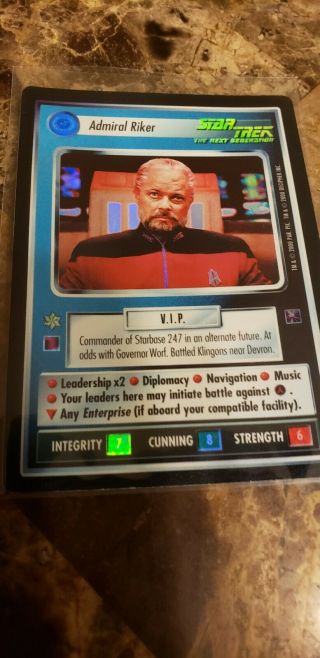 Star Trek Ccg 1e Reflections Foil Card Admiral Riker - Very Rare Box Topper