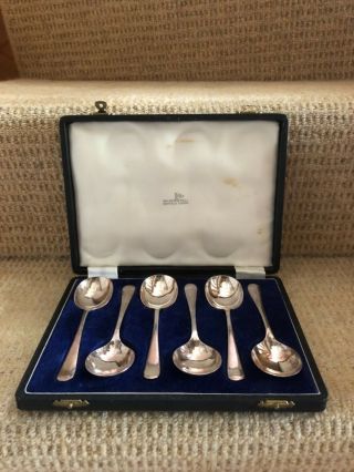 Vintage Walker And Hall Set Of Six Dessert/cereal Spoons Silver Plated