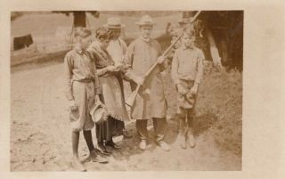 Antique Real Photo Postcard C1920s Calvin Coolidge & Family Hunting Rppc 13589