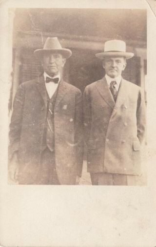 Antique Real Photo Postcard C1920s President Calvin Coolidge & Father 13590