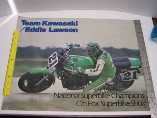Vintage Team Kawasaki Eddie Lawson 1983 Poster Moto - X Fox