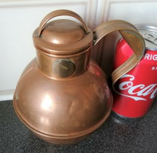 Vintage Copper Pot/jug (700ml) With Handle - Signed R.  C.  A.  G.  I - Guernsey.  H - 14/p - 36cm.