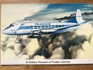 Tradair Vickers Viscount Company Postcard (rare)