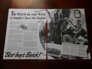 1940 Buick 2 Page Car Ad Antique Best Buy Oil Saving Piston Ring Anolite Curio