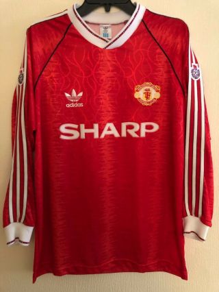 Manchester United Shirt 1990 1992 Long Sleeved 7 Adidas Medium Large Rare
