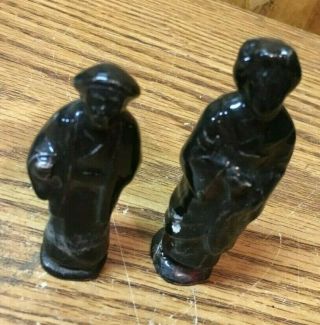 2 Vintage Porcelain Glazed Oriental Asian People Miniature Figurines Chess?