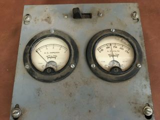 Vintage Triplett Amperes and Volt Meter Metal Box 2
