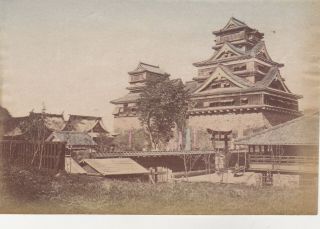 Rare Old Photo Ethnic Tinted Asia Japan Buddhist Temple Building Circa 1890s F5