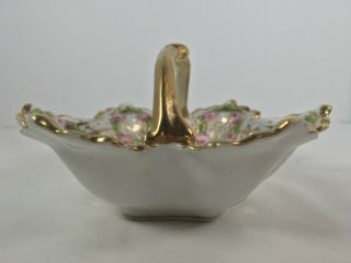 Antique Handpainted RC Nippon Gold Moriage Trim Candy Nut Dish 1911 Pink Rose 3