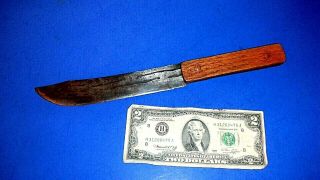 Vintage Or Antique 11 1/2 " Butcher Knife,  7 " Blade & Wood Handle W/brass Rivets
