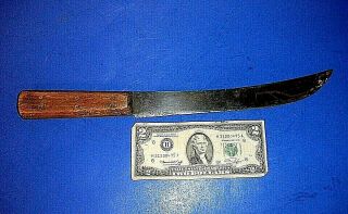Vintage Or Antique 14 5/8 " Knife,  9 3/4 " Blade & Wood Handle W/six Rivets