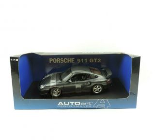 Autoart Porche 911 (996) Turbo Coupe Gt2 Dark Gray 1:18 Rare Discontinued 77842