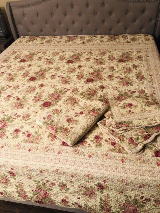 Greenland Home Antique Rose Quilt 4 Piece Set King Size Reversible Shabby Chic