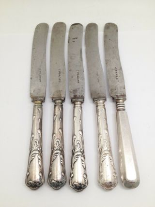 5 J.  Fraget Silverplate Dinner Knives