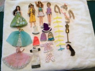 Vintage 1970’s 4 Topper Dawn Dolls And Clothes