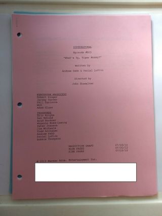 RARE Supernatural Cast & Crew Production Draft Script Screenplay Episode 803 3