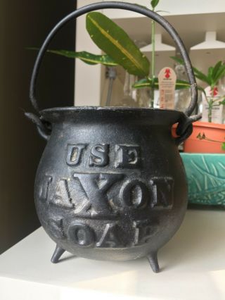 " Use Jaxon Soap " Cast Iron 3 Footed Cauldron Antique Advertising String