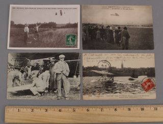 Antique Early 20thc French Airplane Photograph Postcards Stamps Charles Weymann