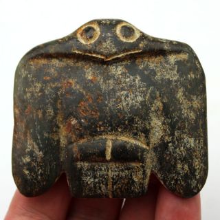 V605 Antique China Hongshan Culture Old Hetian Jade Owl Bird Amulet Pendant 2.  4 "