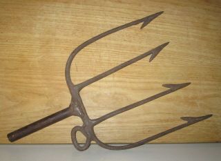 Vintage Blacksmith Forged Wrought Iron Fishing Spear Gaff Harpoon Gig