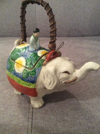 Vintage Japanese Banko Ware Elephant & Child Teapot 2