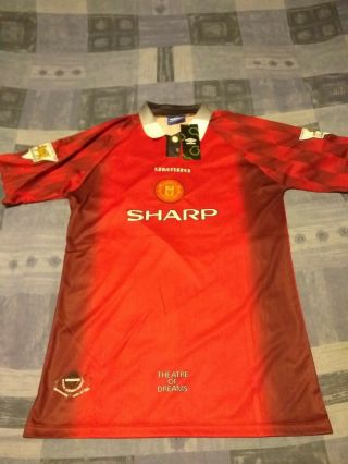 Rare Old Manchester United Home Football Shirt - Jersey Large Man Beckham 10.